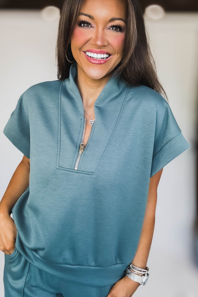 Scuba Ash Jade High Neck Half Zip Vest