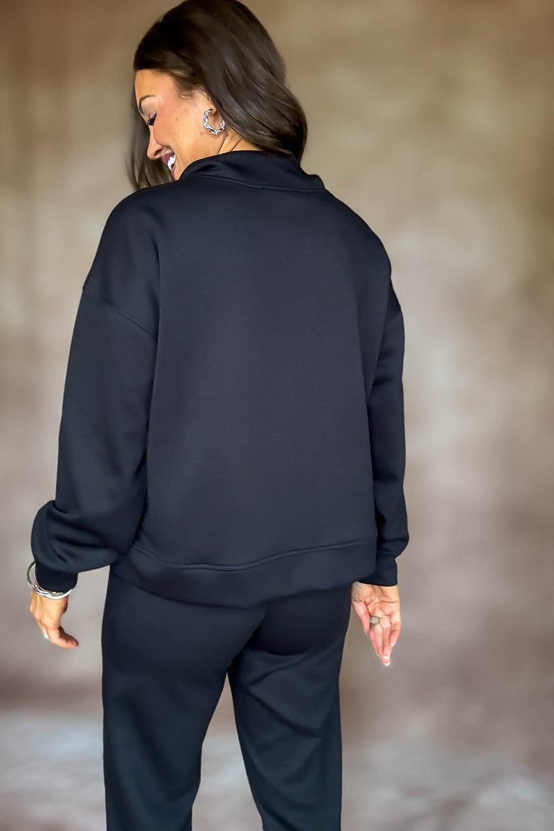 Easy Does It Black Scuba Half Zip Sweatshirt