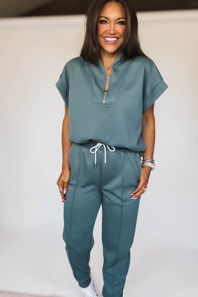 Super Soft Scuba Ash Jade Sweatpants With Pockets