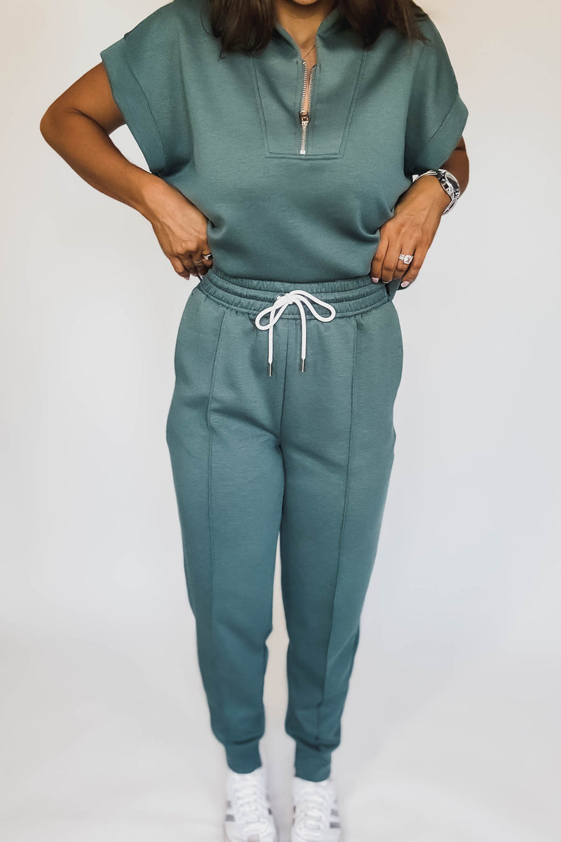 Super Soft Scuba Ash Jade Sweatpants With Pockets