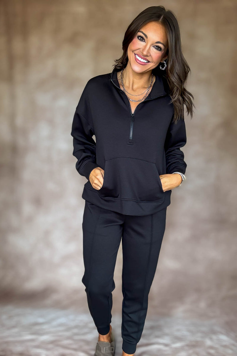Easy Does It Black Scuba Jogger Pants
