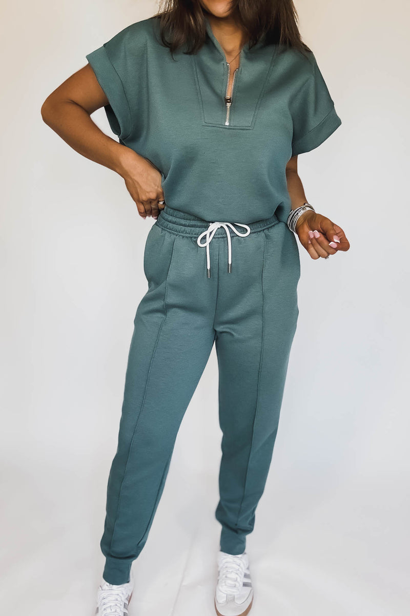 Super Soft Scuba Ash Jade Sweatpants With Pockets
