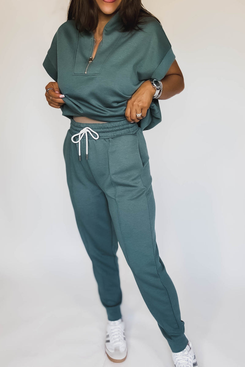 Super Soft Scuba Ash Jade Sweatpants With Pockets