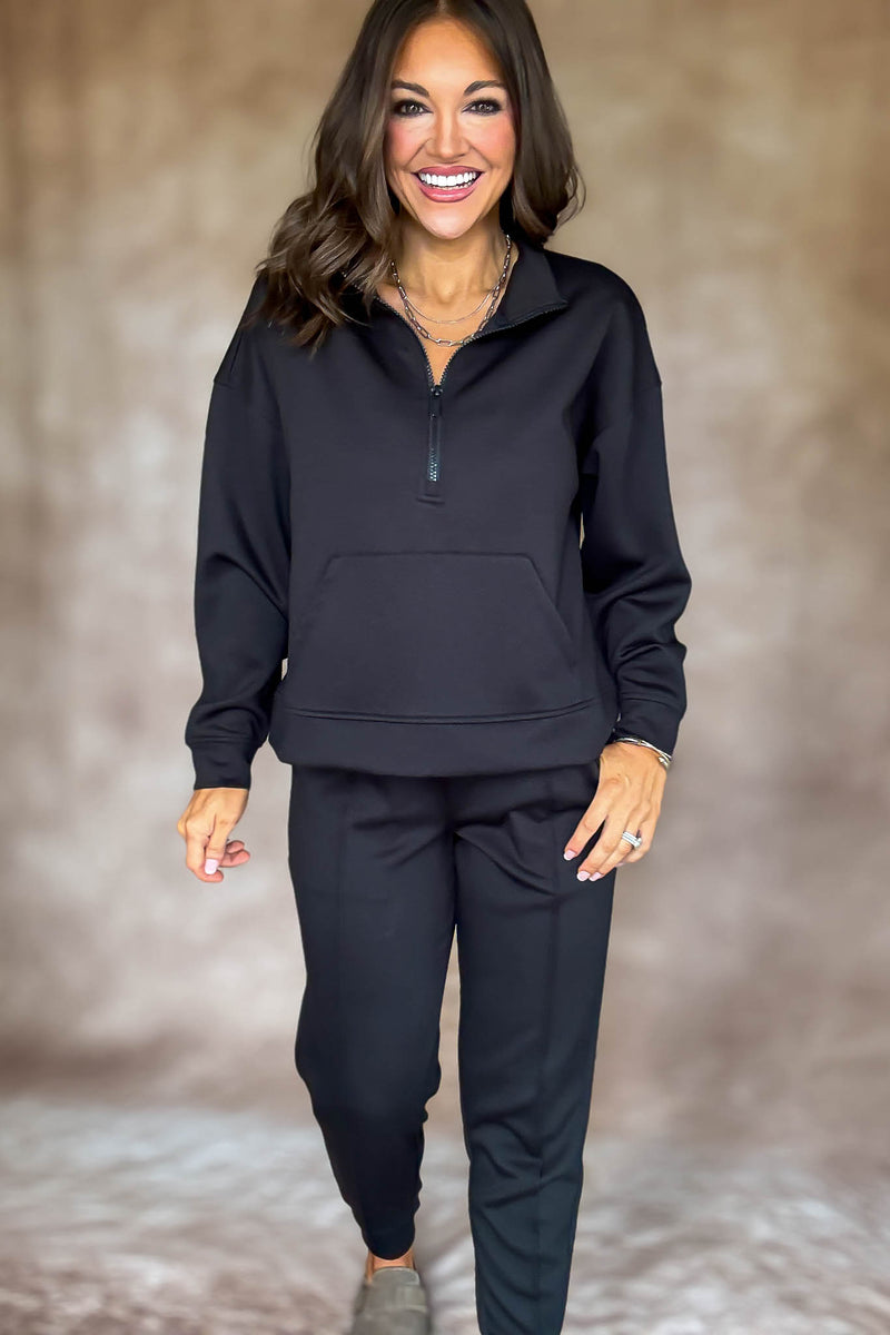 Easy Does It Black Scuba Jogger Pants