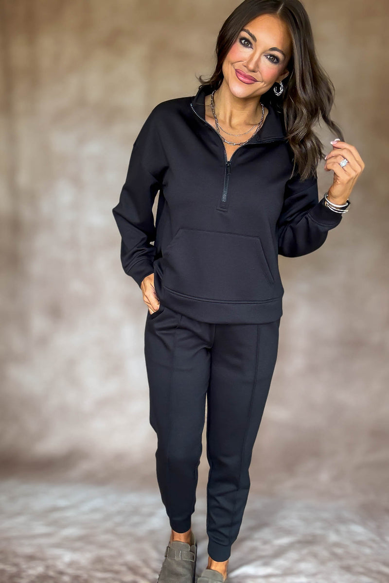 Easy Does It Black Scuba Jogger Pants