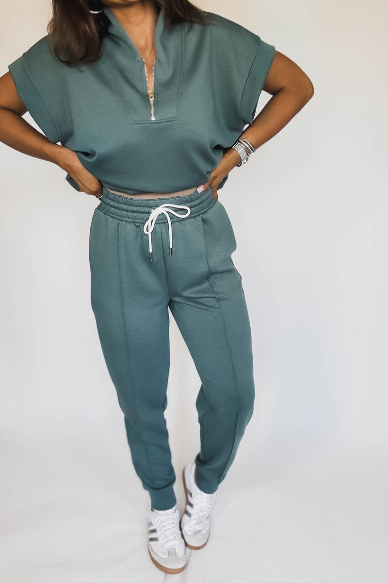 Super Soft Scuba Ash Jade Sweatpants With Pockets