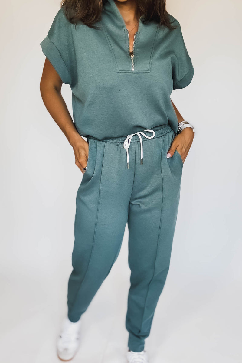 Super Soft Scuba Ash Jade Sweatpants With Pockets
