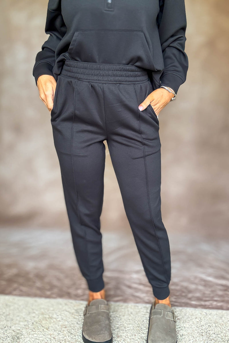 Easy Does It Black Scuba Jogger Pants