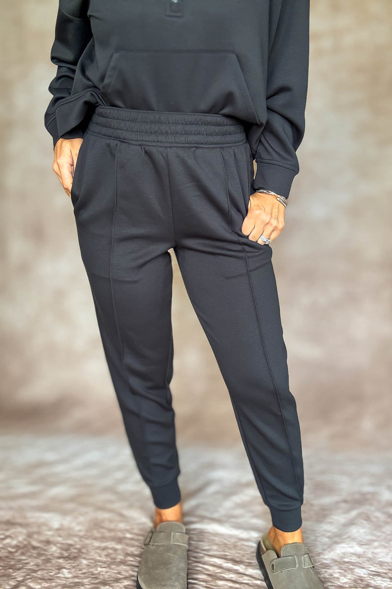 Easy Does It Black Scuba Jogger Pants