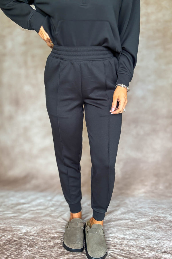 Easy Does It Black Scuba Jogger Pants