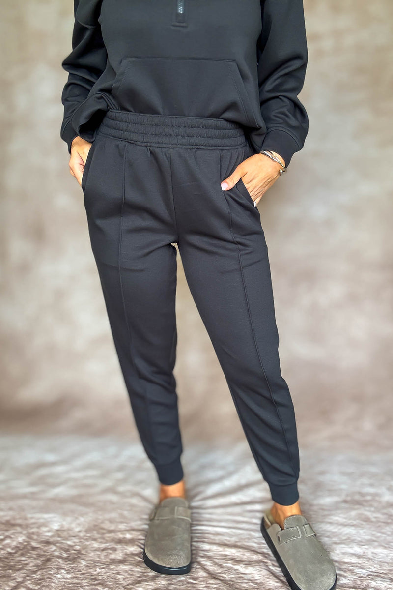 Easy Does It Black Scuba Jogger Pants