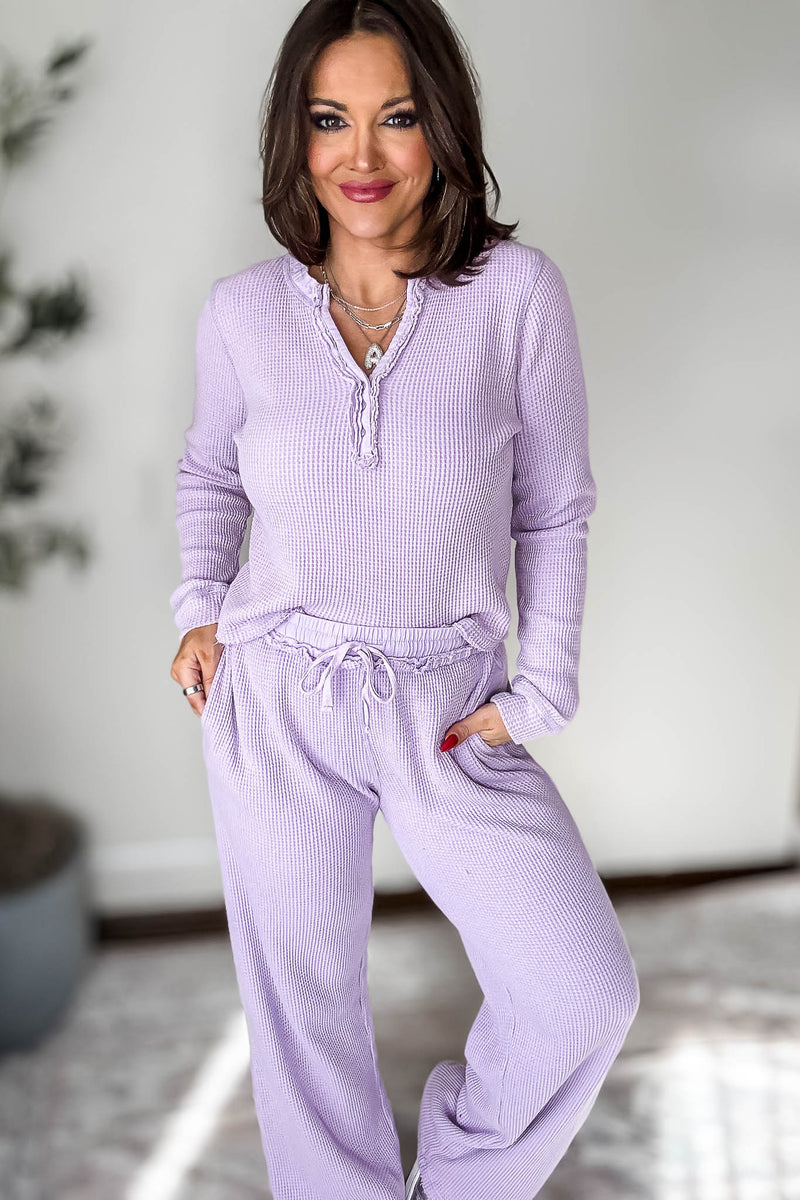Distressed Lavender Mineral-Washed Pants