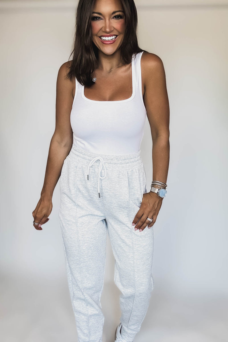 Cotton Square Neck White Tank