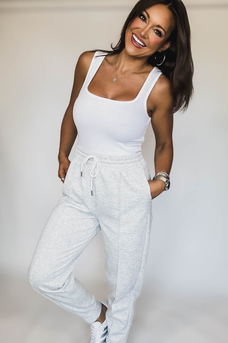 Cotton Square Neck White Tank