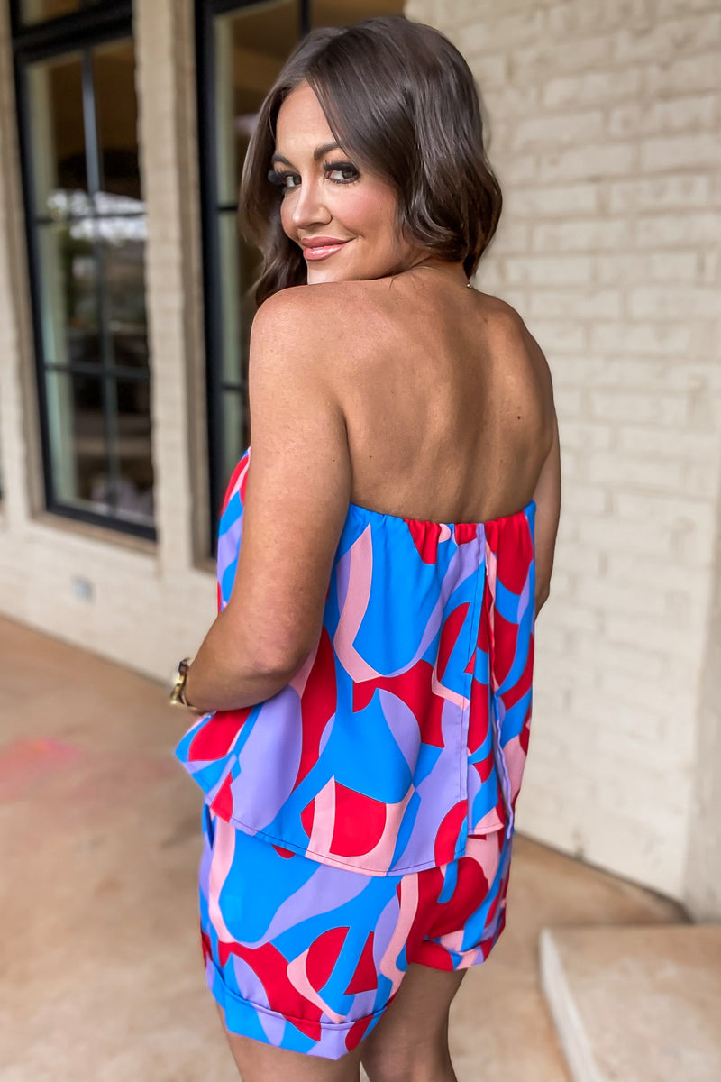 Color Mixer Blue Strapless Top