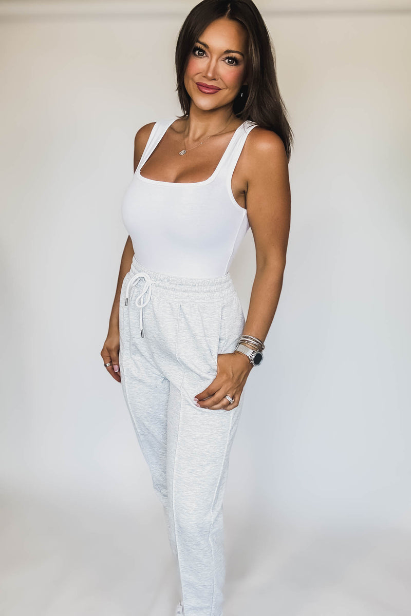 Cotton Square Neck White Tank