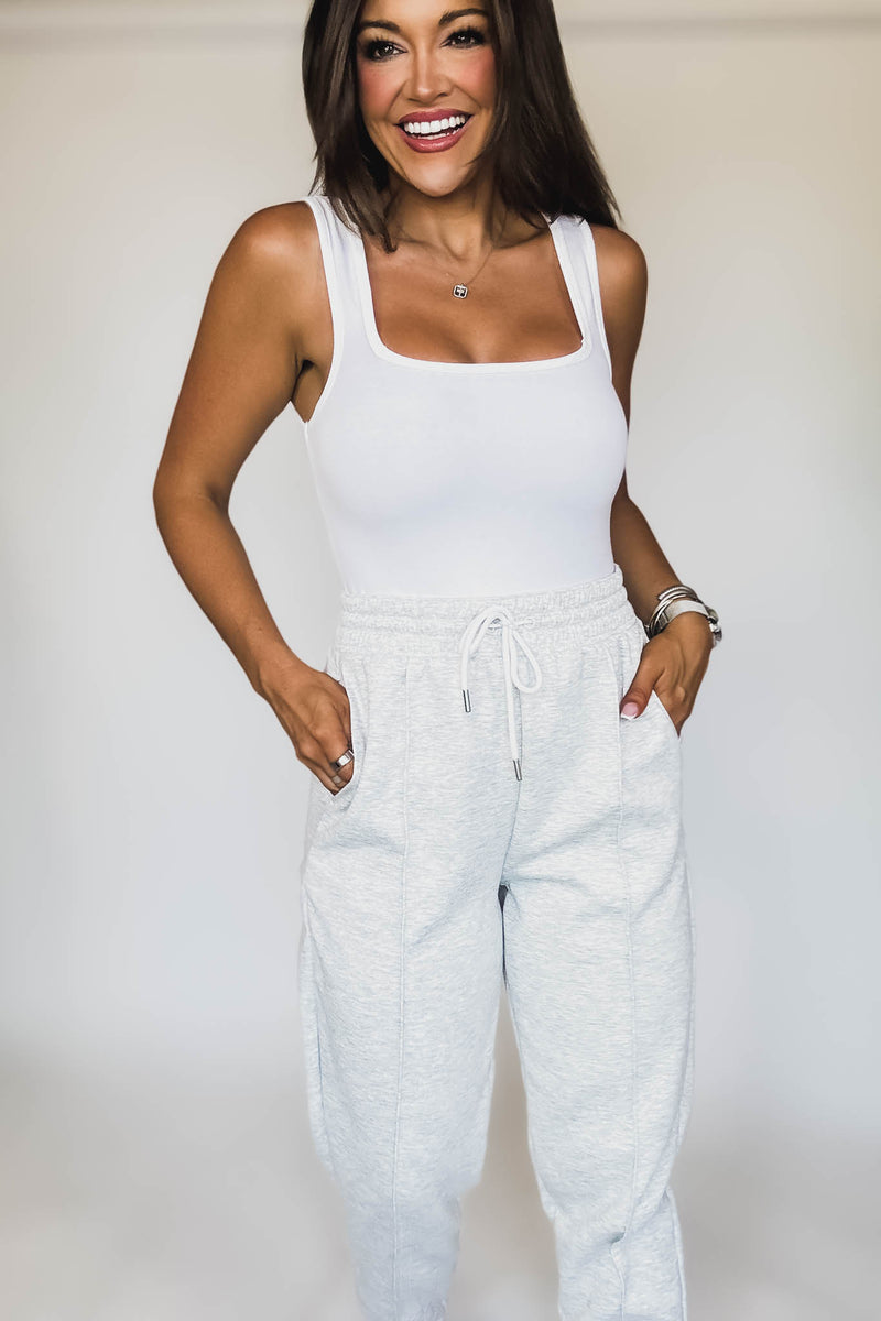 Cotton Square Neck White Tank
