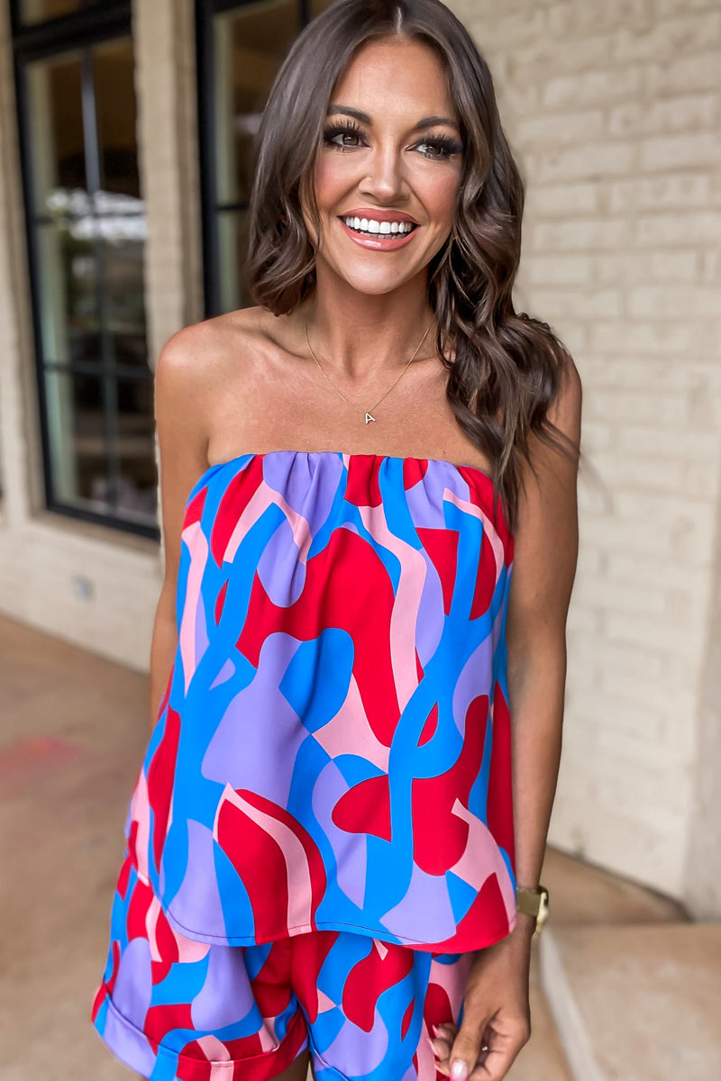 Color Mixer Blue Strapless Top