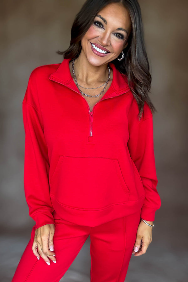 Easy Does It Ruby Scuba Half Zip Sweatshirt