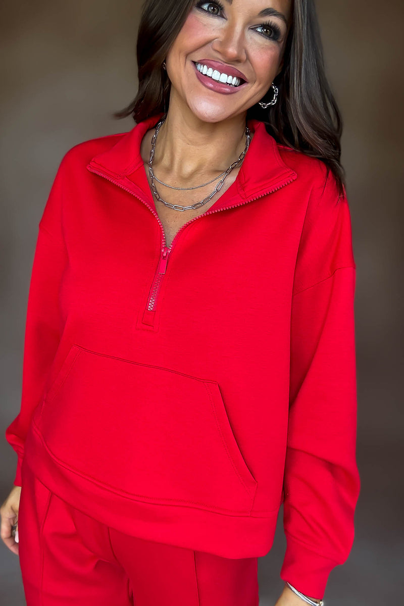 Easy Does It Ruby Scuba Half Zip Sweatshirt