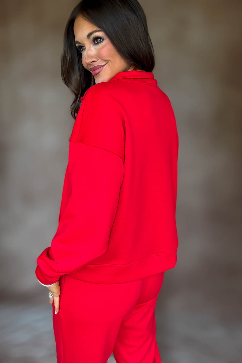 Easy Does It Ruby Scuba Half Zip Sweatshirt