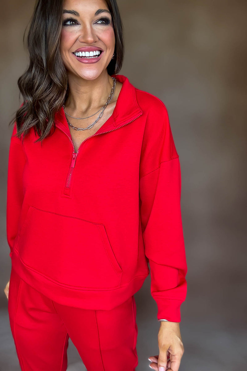 Easy Does It Ruby Scuba Half Zip Sweatshirt