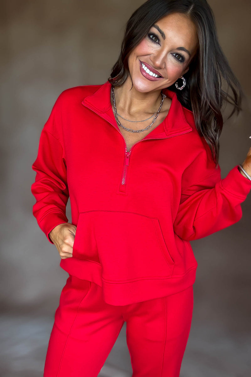 Easy Does It Ruby Scuba Half Zip Sweatshirt