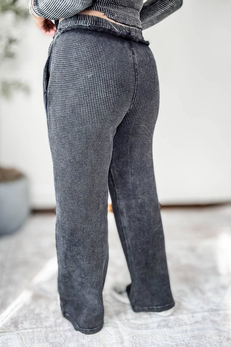 Distressed Black Mineral-Washed Pants