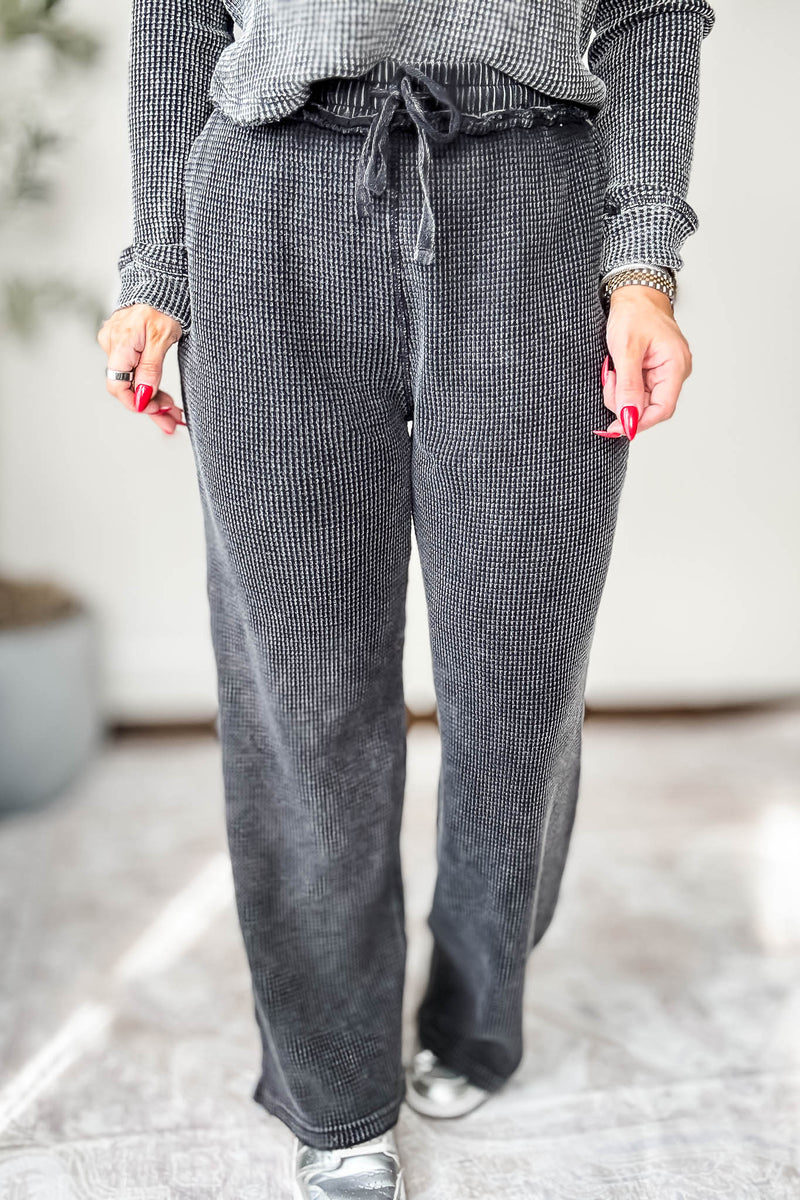 Distressed Black Mineral-Washed Pants