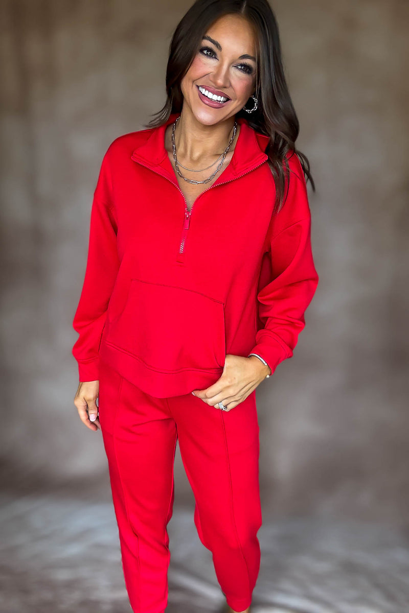 Easy Does It Ruby Scuba Half Zip Sweatshirt