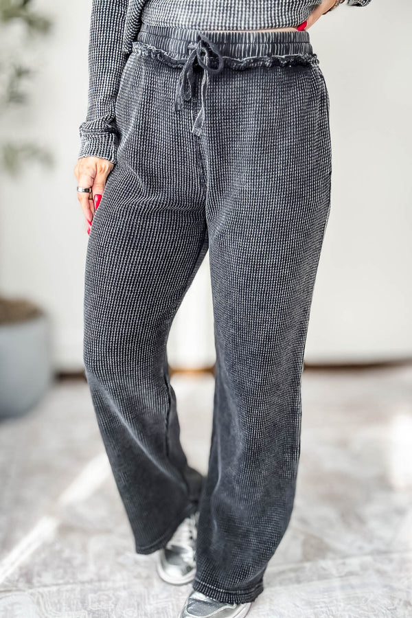 Distressed Black Mineral-Washed Pants