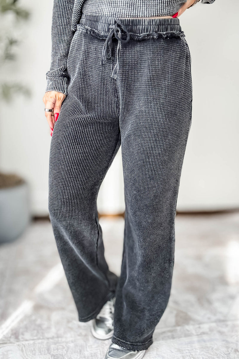 Distressed Black Mineral-Washed Pants