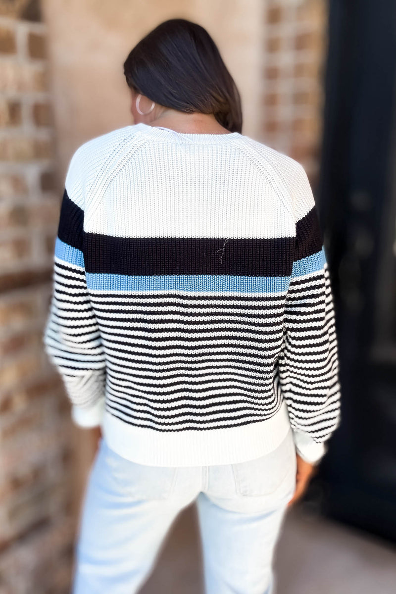 Eesome Striped Round Neck Sweater Top