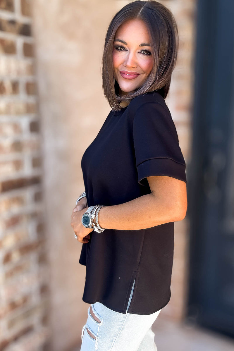 2 Hearts Black Luxe Modal Top