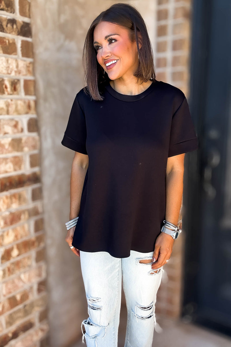 2 Hearts Black Luxe Modal Top