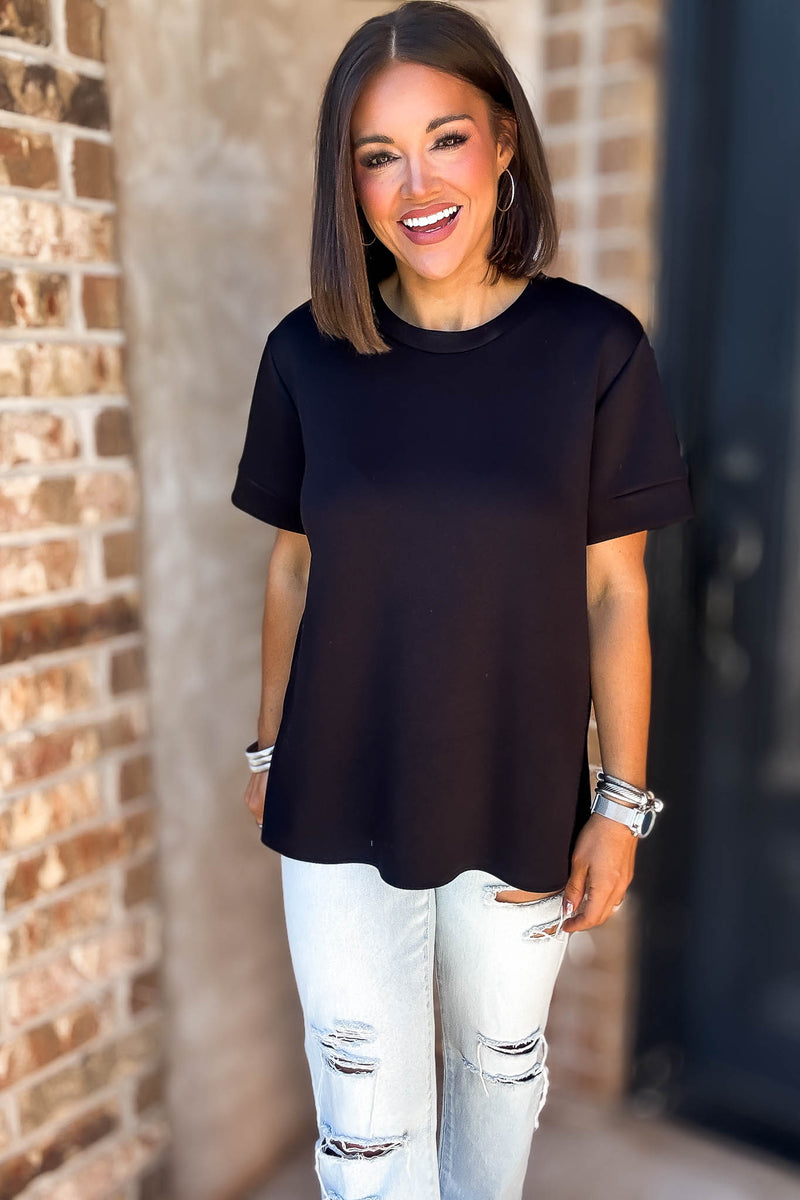 2 Hearts Black Luxe Modal Top