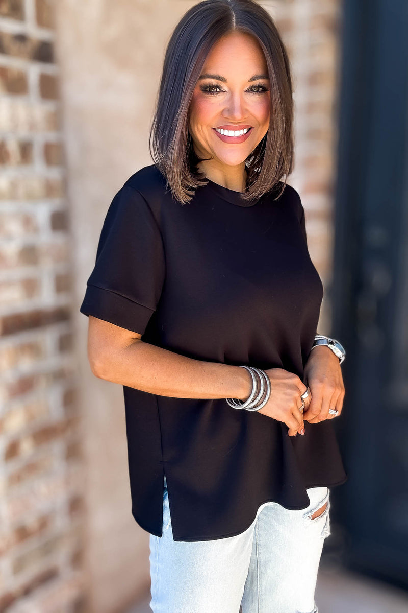 2 Hearts Black Luxe Modal Top