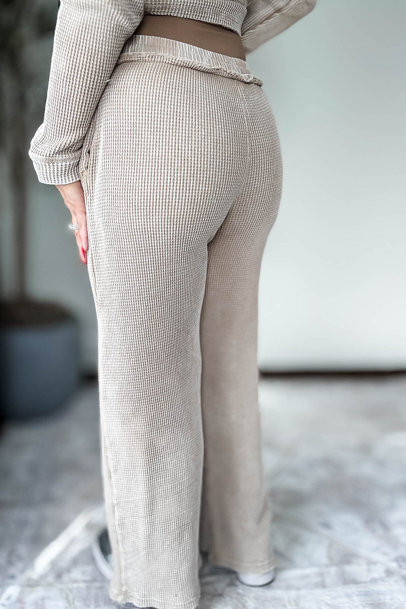 Distressed Taupe Mineral-Washed Pants
