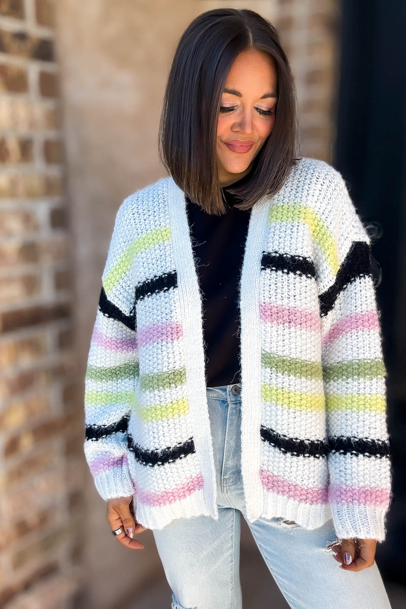 Eesome Multi Color Striped Cardigan