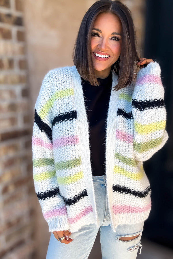 Eesome Multi Color Striped Cardigan