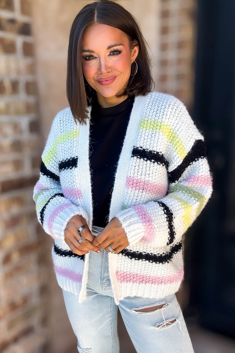 Eesome Multi Color Striped Cardigan