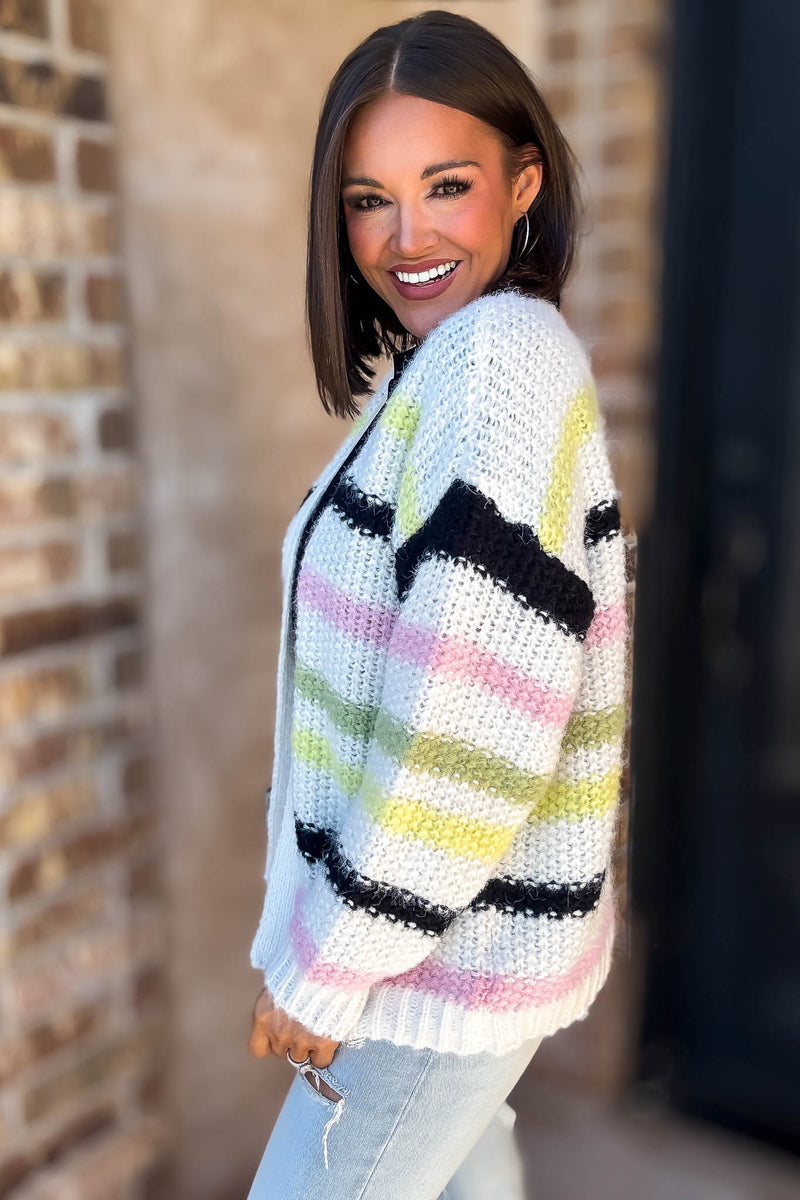 Eesome Multi Color Striped Cardigan