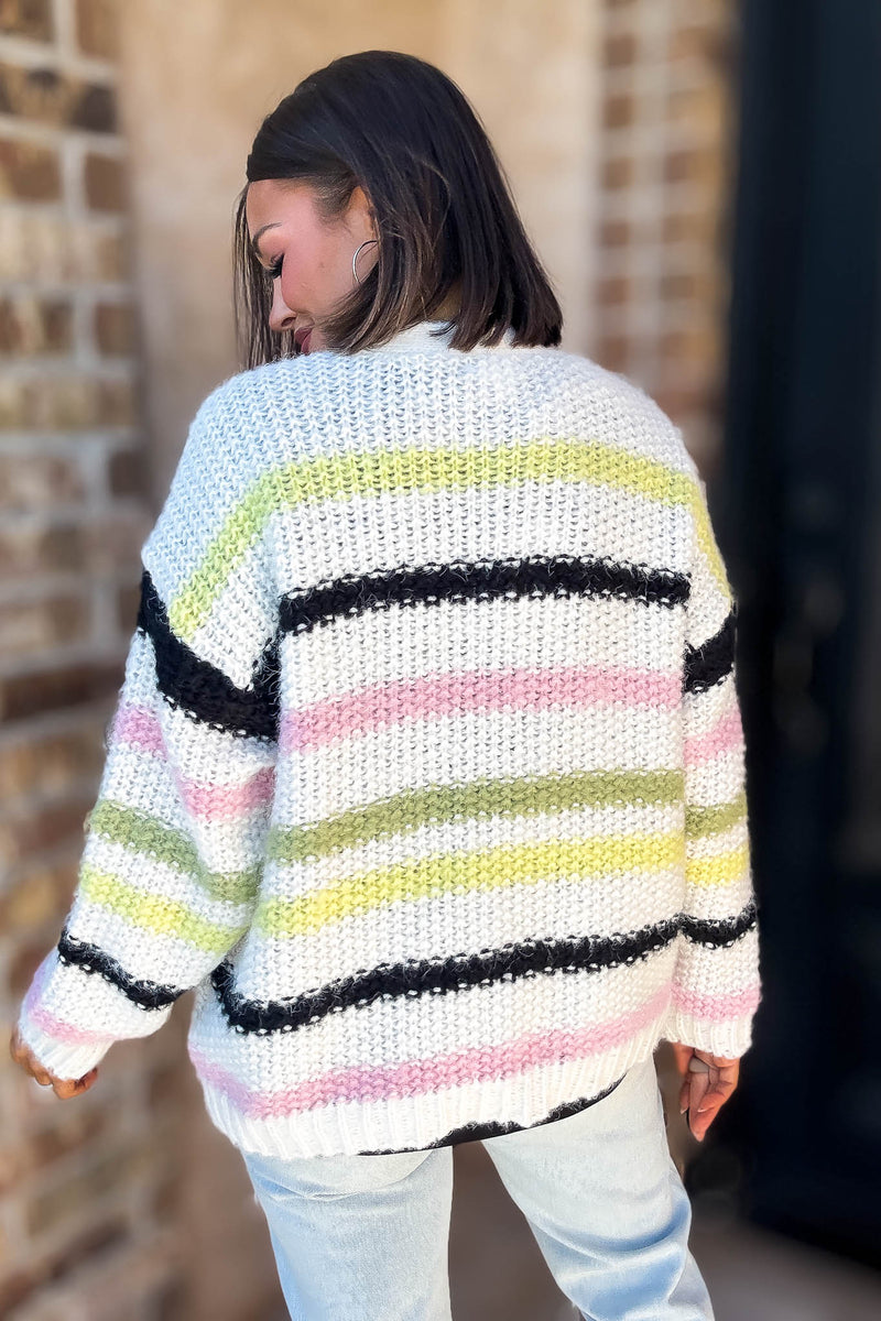 Eesome Multi Color Striped Cardigan