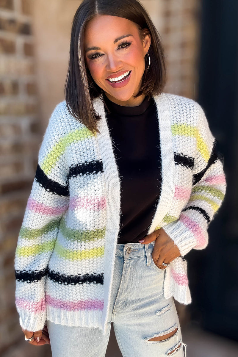 Eesome Multi Color Striped Cardigan