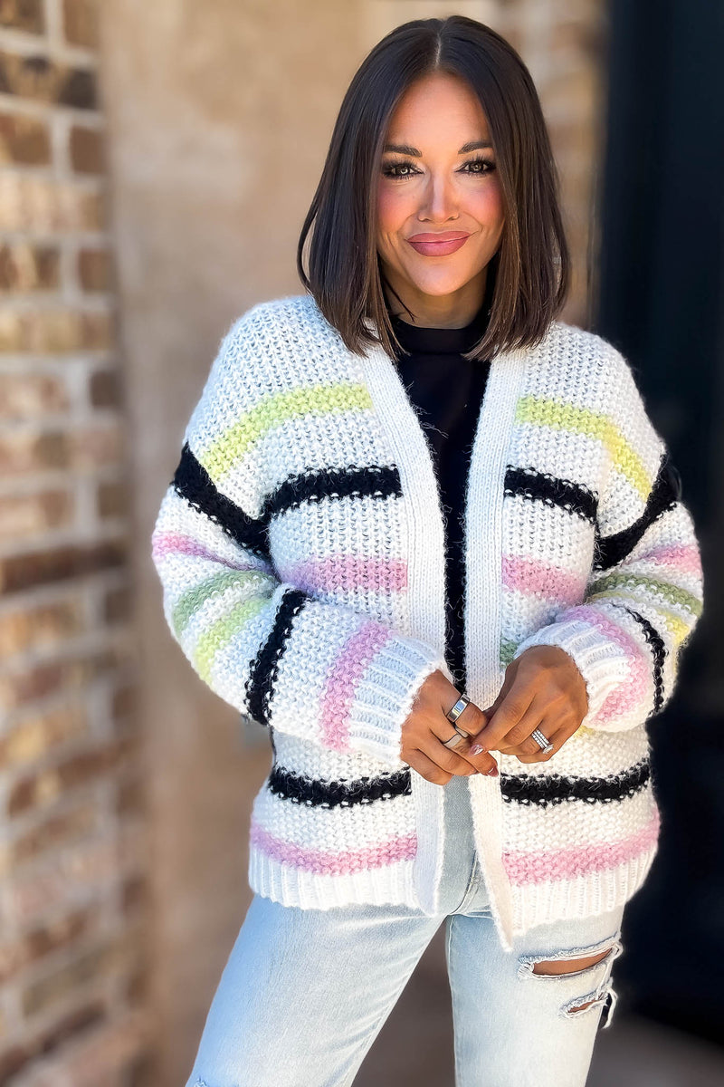 Eesome Multi Color Striped Cardigan
