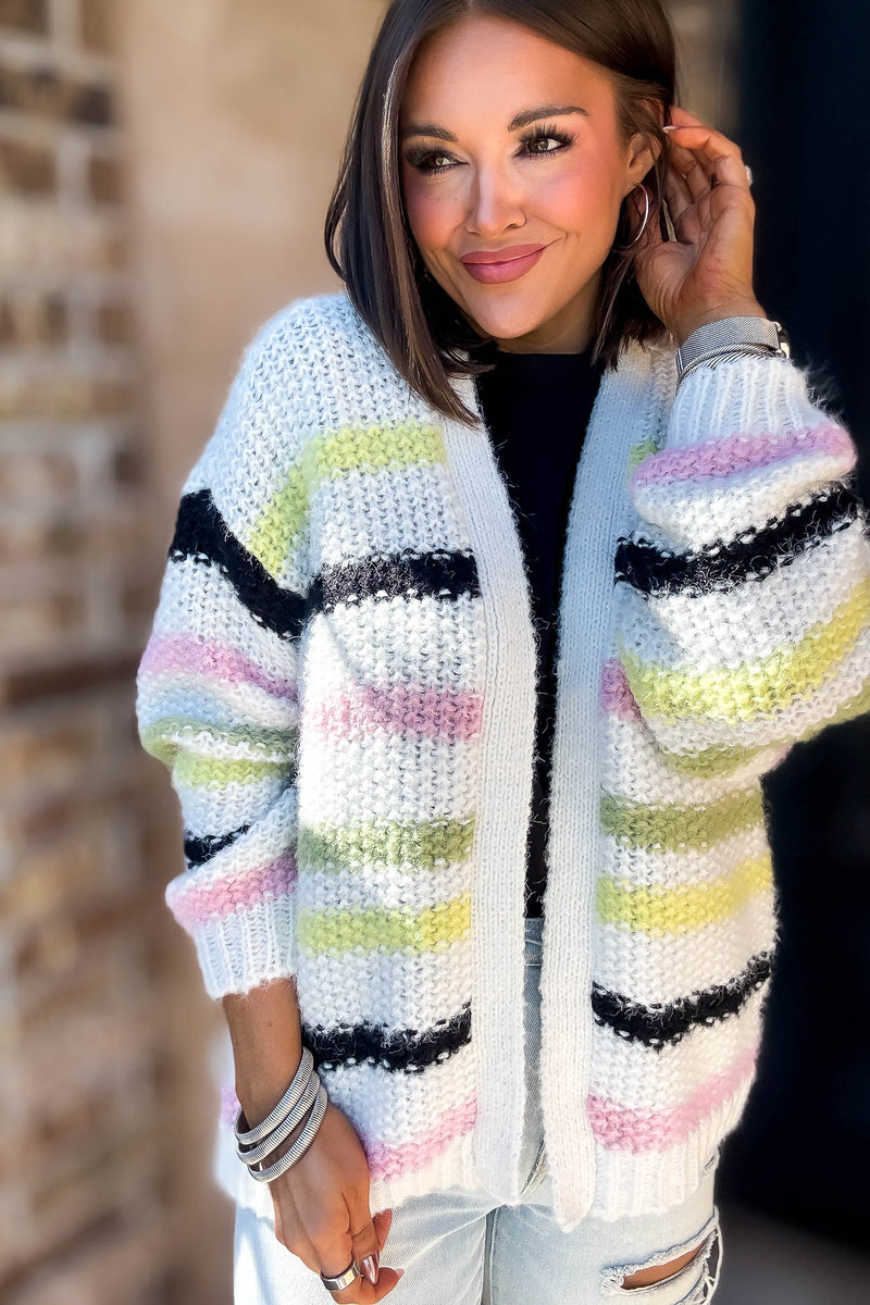 Eesome Multi Color Striped Cardigan