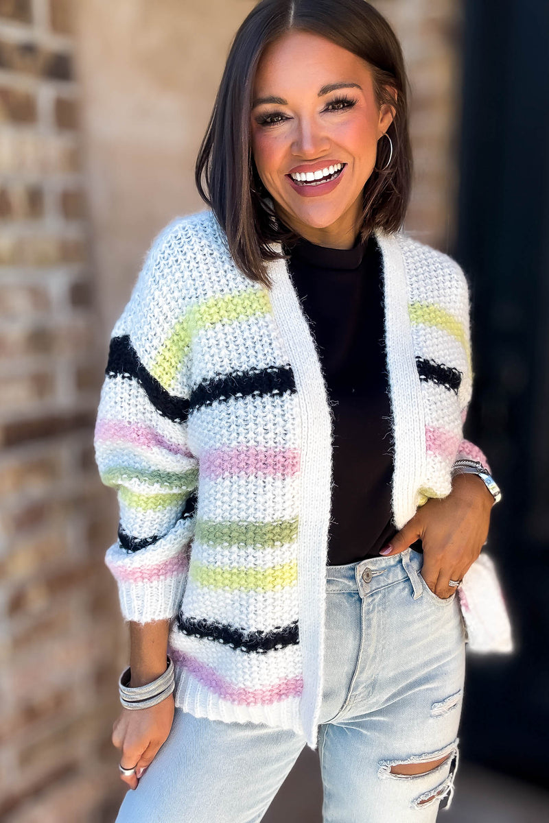 Eesome Multi Color Striped Cardigan