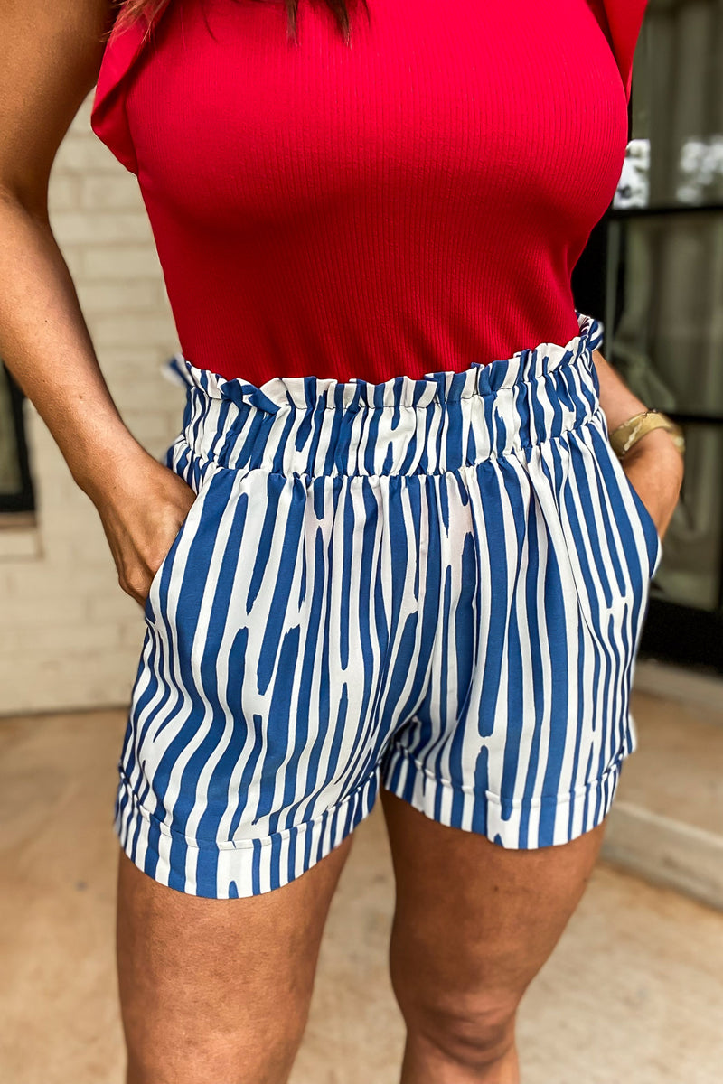 Adeline Blue Stripe Shorts