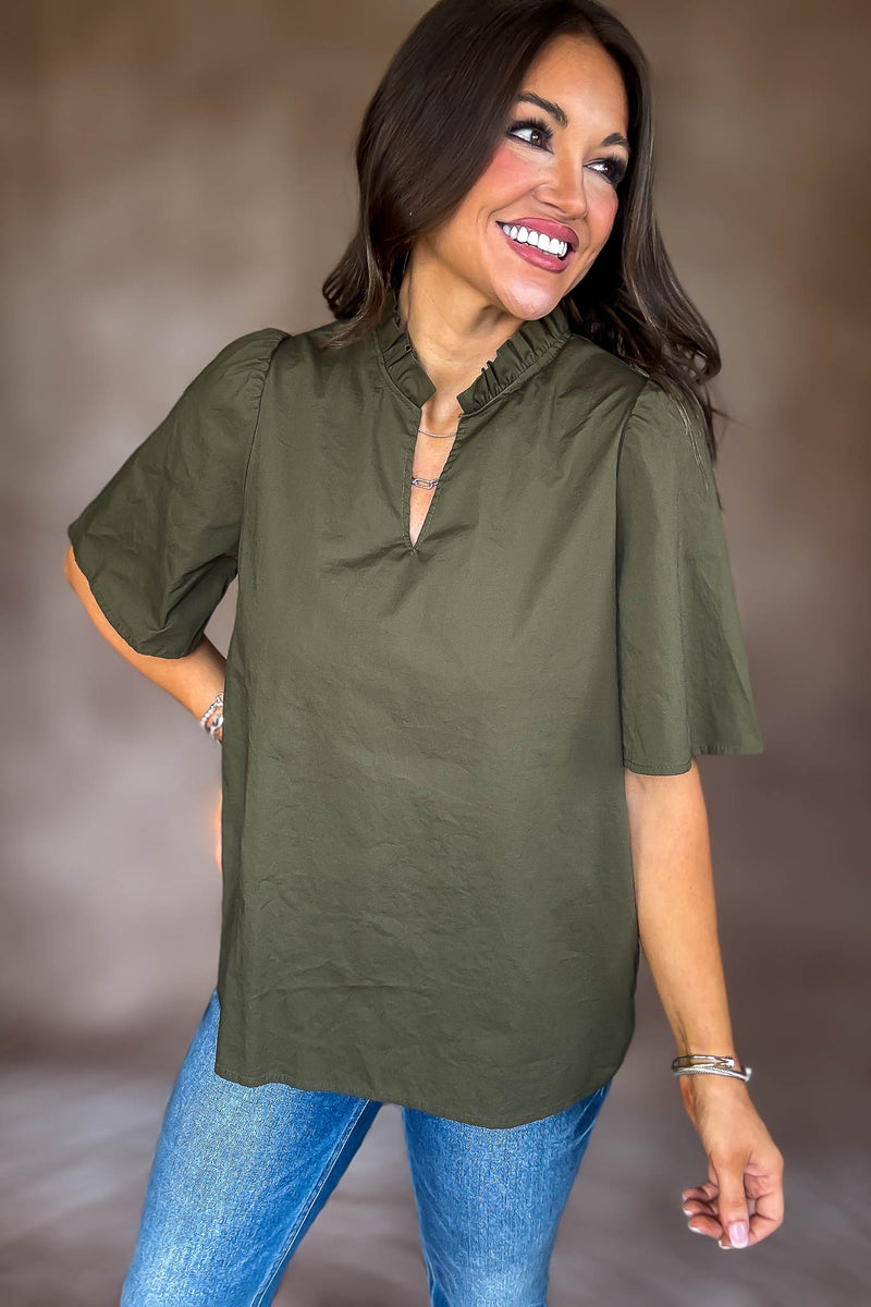 On Your Mind Olive Top