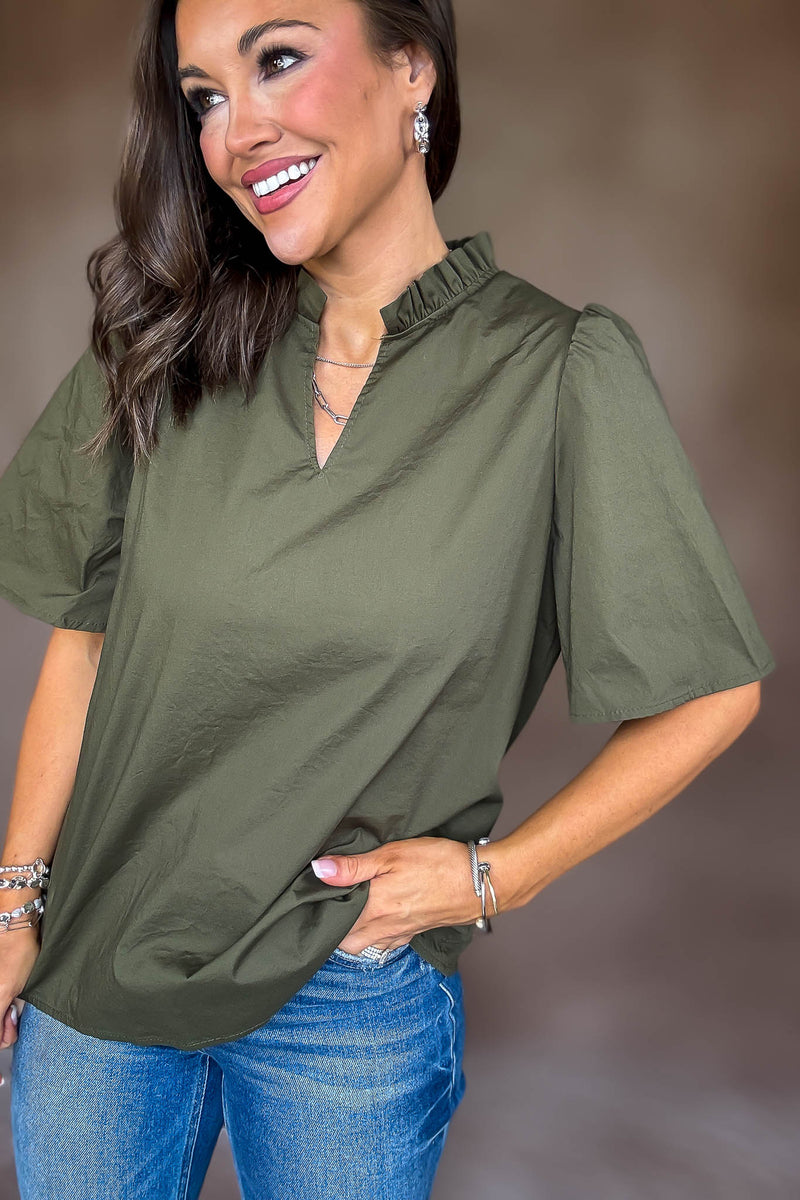 On Your Mind Olive Top